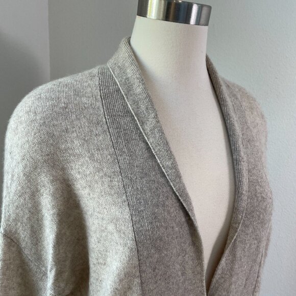 White + Warren Womens Medium Tan Button Up 100% Cashmere Cardigan Sweater - Picture 4 of 11
